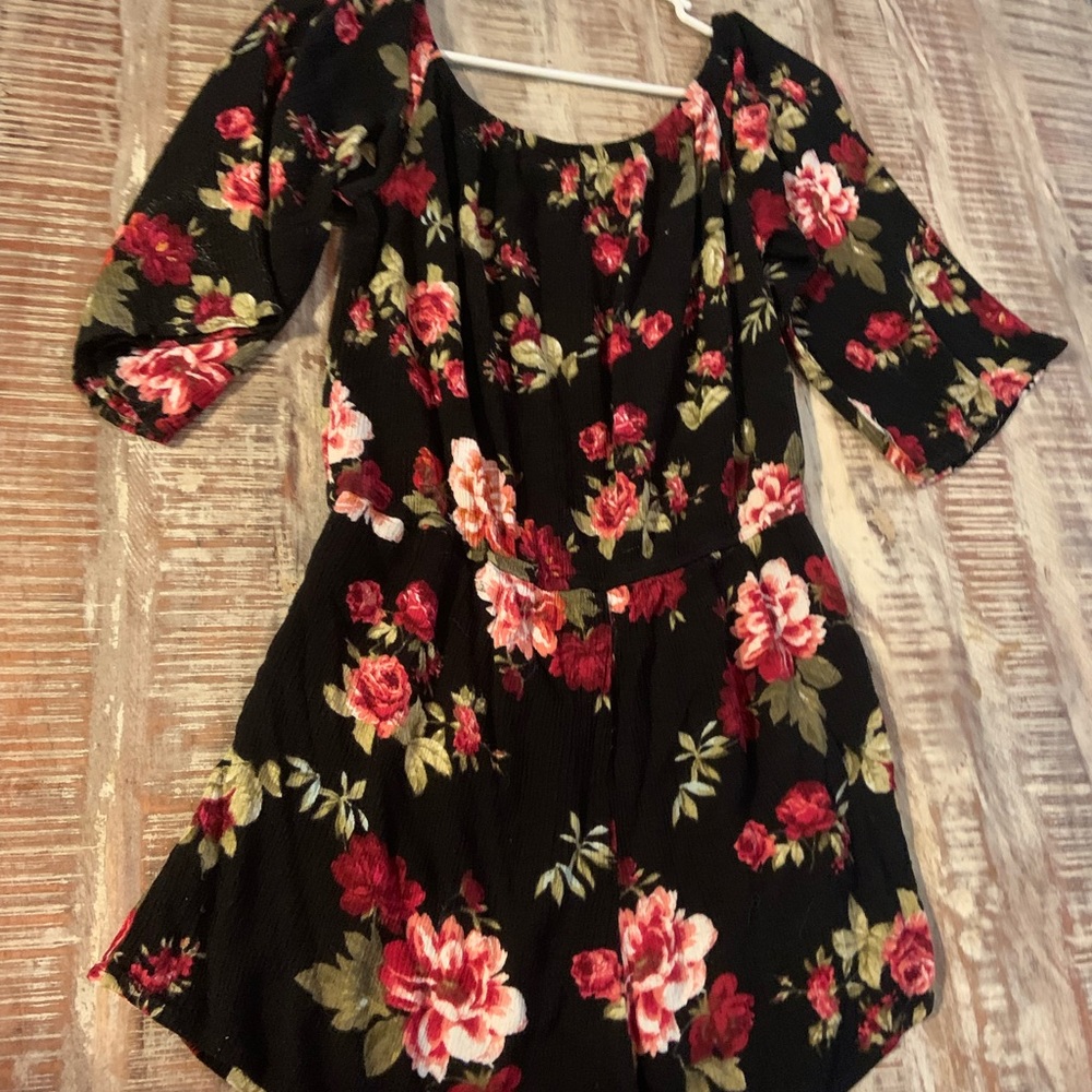 Black floral romper